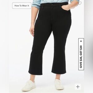 J Crew Flare crop black jean in all-day stretch